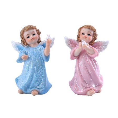 Fredspar for due englefigur 1 par harpiks religion bøn pige hvide duer