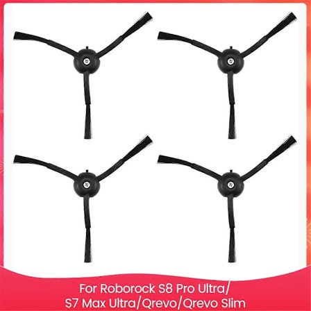 4 stk. sidebørster erstatning for Roborock S8 Pro Ultra, S7 Max Ultra, Qrevo, Qrevo Slim, Series Pa
