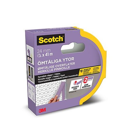 SCOTCH MASKERINGSTAPE 2080 24MMX41M LILLA FOR ØMFINTLIGE OVERFLATER