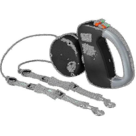 /NN/Dobbelt Hundesnor, Rulleline Dobbeltline Til To Hunde Hundesnor 2 Hunde Dobbeltline, sort