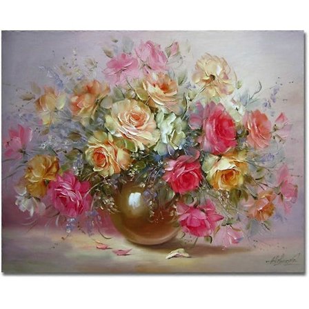 Ramfri Mal etter nummer-sett med pensler og akrylfarger for nybegynnere - Sjarmerende blomst, 40 x 50 cm