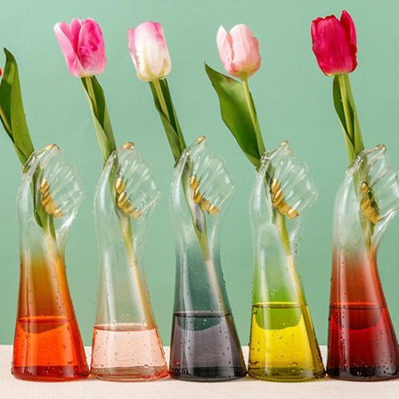 Taidelasi-lanka-kukkien järjestely posliinivaasi