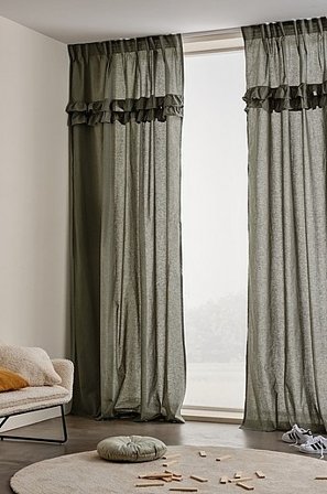 Jotex - Vorhang Mit Volant Im 2er-pack Grün - BILLY - Kaufe Kindergardinen bei Jotex