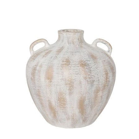 Valkokultainen keraaminen maljakko, 40x40x57 cm, amforatyylinen