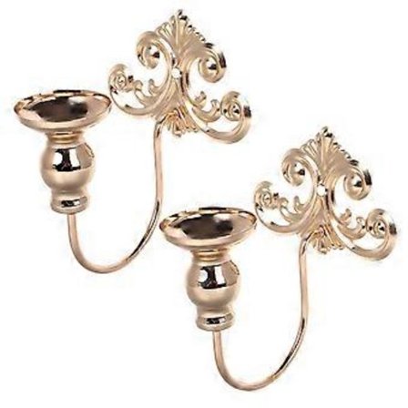 Tea Light Hållare Vintage Metall Vägg Ljusstake Koppar Europeiska Mönster För Vardagsrum Dekorativ Väggmonterad 2st