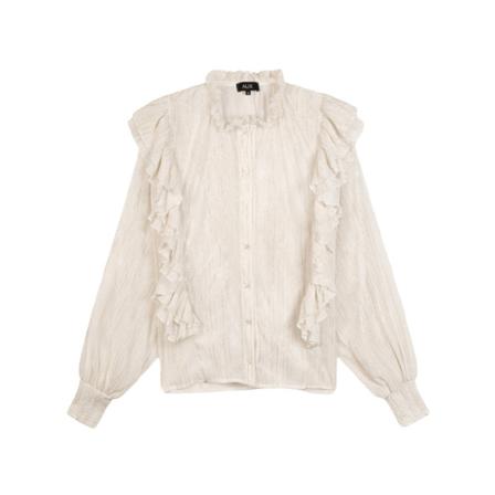 Alix The Label Shiny mesh blouse , Wit , Dames , Maat: M