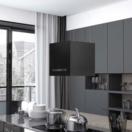 vidaXL Hängande köksfläkt touchsensor LCD 37 cm pulverlackerat stål