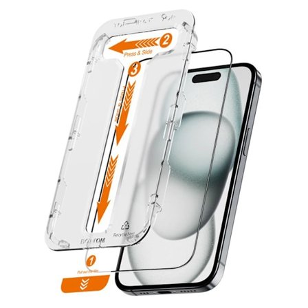 Hærdet Glas - CRONG - EasyShield 2 - iPhone 16 / iPhone 15 - 2 styk - Hvid