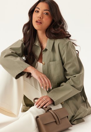 Happy Holly - Cotton Jacket - Khaki green - Kläder - - Bubbleroom