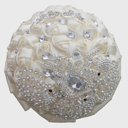 Silke Rose Blomster Brudebuketter Kunstig Skumblomsterbukett Holding,w290 Elfenben