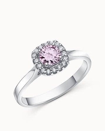 Gemstone RIng Grace 18K White Gold - Halo Lab-Grown Pink Sapphire - Engagement Rings from Vanbruun