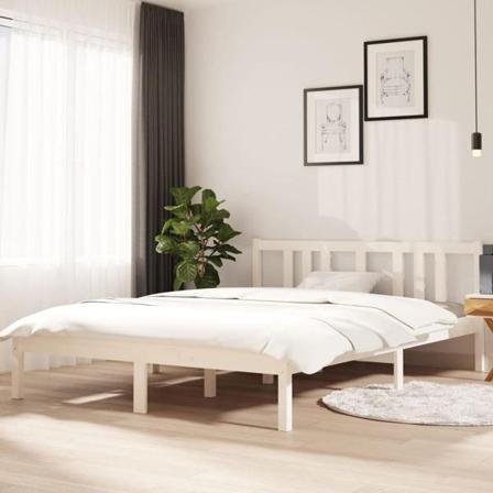 Vidaxl Sängram Vit Massivt Trä 140x200 Cm Vit