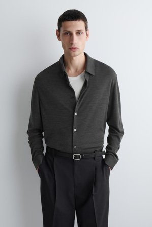 COS Homme Chemise En Jersey De Laine Mélangée in Gris