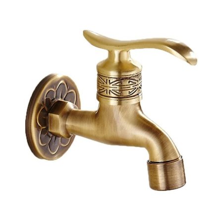 Kall antik mässingsväggmonterad kran spakhandtag badrumstvättkran ett ord kort handtag mopp pool