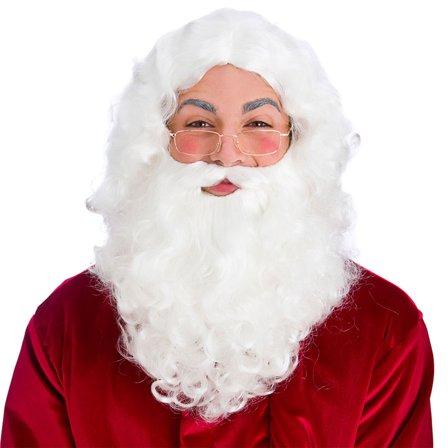 Julemandsskæg med Paryk og Briller Deluxe