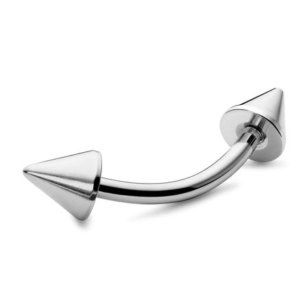 10 mm Silverfärgad Banana Barbell i Titan med Spetsar för män - Piercingsmycken