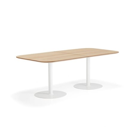 Table METRIC, rounded corners, 2000x1000x720 mm, white/oak