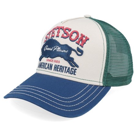 Stetson - Beige trucker Lippis - Great Plains Beige/Green/Navy Trucker @ Hatstore