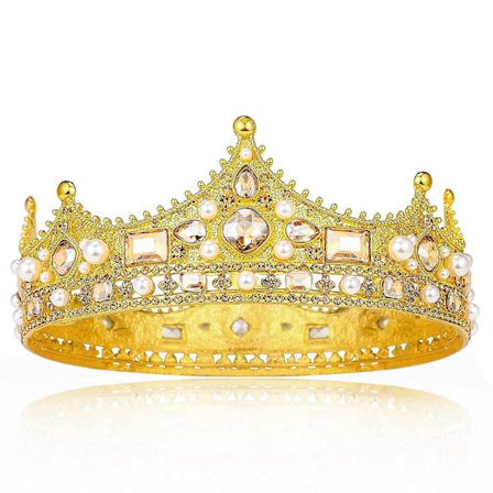 Gold King Crown For Men, Prince Birthday Crowns, Cosplay Royal Crown Prom Halloween