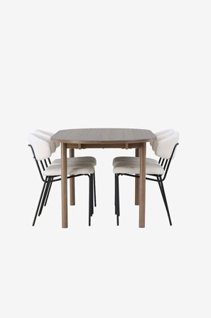 Venture Home - Spisegruppe Andy med 4 stole Chico - Brun - Spisebordssæt 4 personer - Fra Homeroom