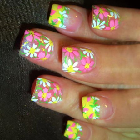 24 st Blommig Press On Nagel Kort Fyrkantig Konstgjord Nagel Akryl Lös Nagel