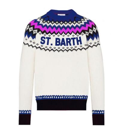 MC2 Saint Barth, Round-neck Knitwear Wit, Heren, Maat:M