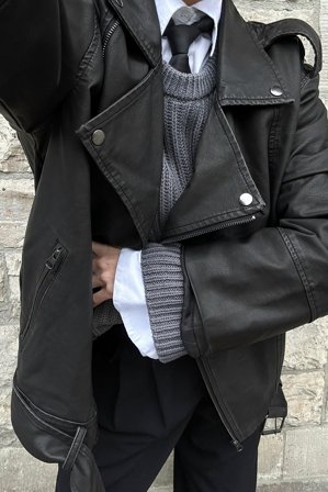 NA-KD Trend Vintage Look Pu Biker Jacket - Jakker i læderimitation - Sort - EU 32