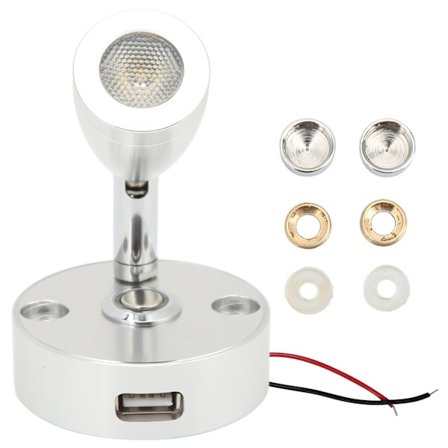 Läslampa för husbil 3500K 3-färgad aluminiumlegering justerbar vinkel 12V-24V sänglampa för båtyacht