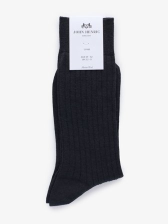 John Henric Men's Schwarze Gerippte Socken Size 39-42