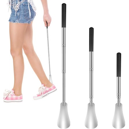 Teleskopisk skohorn med langt håndtag, 31-65CM skohorn, glat Meta