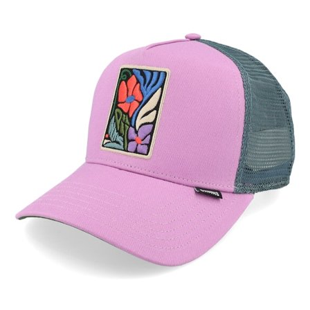 Djinns - Schwarz trucker Cap - Hft Cap M-flowers Violet A-Frame Trucker @ Hatstore