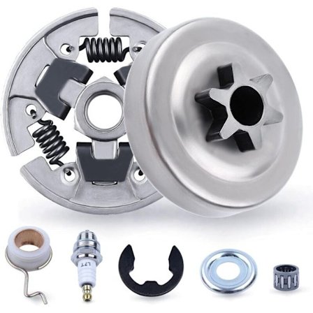 3/8" Tandhjul & Koblingssæt til STIHL 017 018 MS170 MS180 021 023 025 MS210 MS230 MS250, Tandhjul + Koblingstromle + Leje + Skive + E-klemme + Tændrør