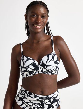 Lindex Swim Bra Liljatshirt Twist - Black - 75 B