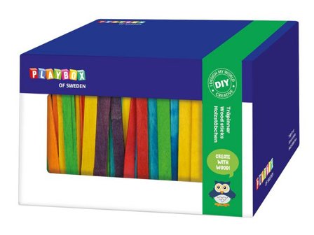 PLAYBOX Färgade träpinnar i box 1000/fp - Lyreco - Skola och förskola - Hobbymaterial - Pyssel - Trä