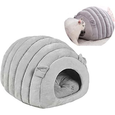 Katteseng, hundeseng, blød og komfortabel kattemåtte, vaskbar, nem at bære, varm, kattekurv, egnet til katte og hunde (fire årstider) grå