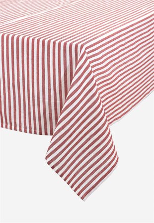 Cellbes of Sweden - Vävd, randig duk - röd / vit / randig - - 140 x 250 cm