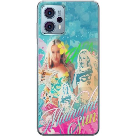 Kompatibelt Mobildeksel til Motorola Moto G23 Eventyrverden med Steve, Creeper og dyr i fargerik blokkgrafikk