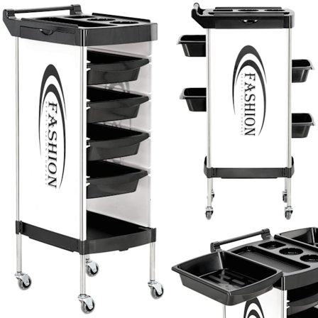 Frisörassistent vagn rullbord på hjul för färgning X11-8 till skönhetsalongen skåp med lådor