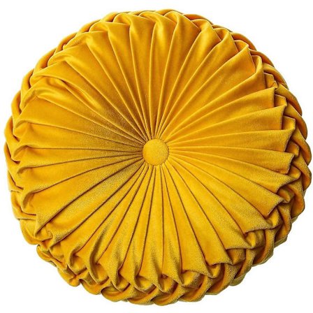 3D græskar rund fløjls pude 15"x15" gul