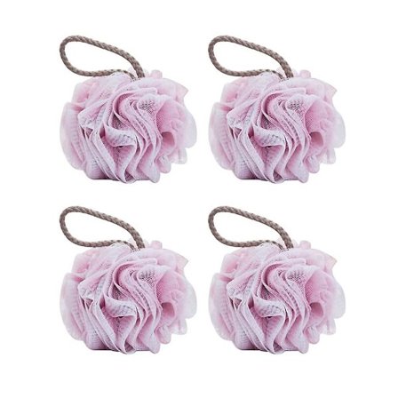 Pakke med 4 Mesh Puff Dusjbold Badeloofah Svampe Krops Scrubber Peeling (farve: Pink, Størrelse: 4 stk) Pink 4 stk