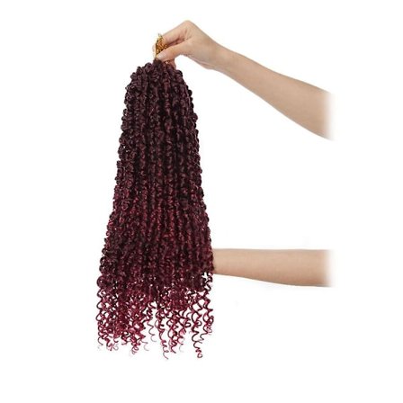 Passion Twist Hår Vannbølge Syntetisk Heklet Flette Hårforlengelse for Kvinner-Perfet blackbrown&winered 24inch_MGF