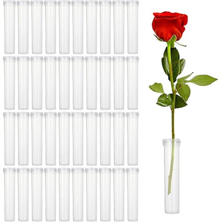 200 st blommiga vattenrör/flaskor för blomsterarrangemang, rosenblommiga vattenrör Aqua Picks, genomskinliga plastkronblad vattenrör med plockar, 