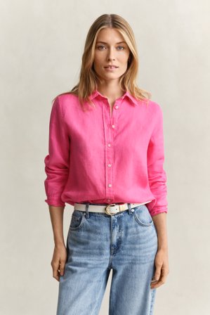 GANT Damen Regular Fit Leinen Bluse (40) Rosa