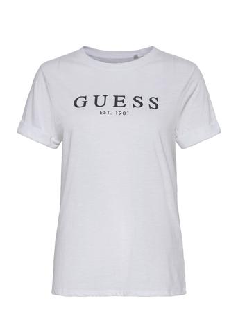 Es Ss Guess 1981 Roll Cuff Tee T-shirt Top Hvid GUESS Jeans