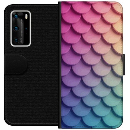 Huawei P40 Pro Tegnebogsetui Skaligt pastelpattern med bløde overlappende former i lyserøde, lilla og blå nuancer, der skaber et harmonisk og drøm