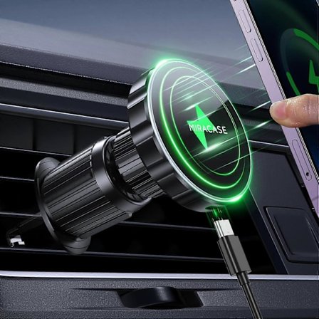 til MagSafe Bilholder Oplader, 15W Hurtig Opladning Magnetisk Trådløs Biloplader, Biltelefonholder til Ventil Passer til iPhone 15 Pro Max Plus/iPhone