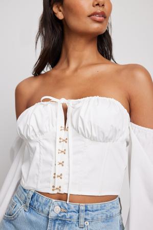NA-KD Boho Blouse froncée sur le devant à encolure carrée - Blouses - Blanc - EU 40