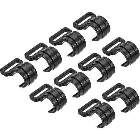 10-pak Teltstang C-Klemmer - Plast Teltkrog Klemmer, Markisebeslag, Egnet til Camping og Vandring (Sort)