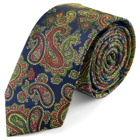 Farverig LYSEBLÅ PAISLEY Silkeslips | 6 cm til mænd - Smalle slips