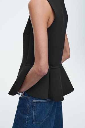 COS Women's Top De Neopreno Con Volante in Negro